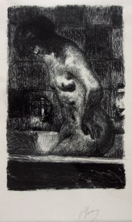 Lithographie Bonnard - Femme Nue Debout dans sa Baignoire