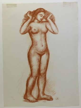 Lithographie Maillol - Femme nue en pied. 1935