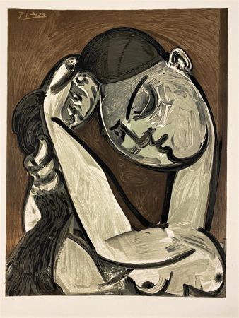 Lithographie Picasso - Femme se coiffant 1955