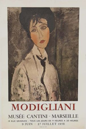 Lithographie Modigliani - Femme à la Cravate Noire