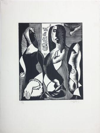Holzschnitt Survage - Femmes Cubistes (Paris, 1933)