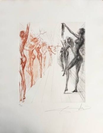 Kaltnadelradierung Dali - Femmes dans les vagues (Women in the Waves)