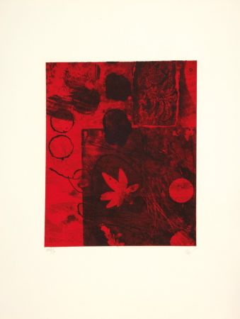 Lithographie Clavé - Feuille rouge