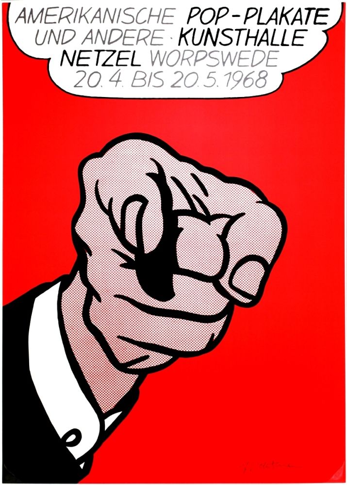 Siebdruck Lichtenstein - Finger pointing (Hey You!)