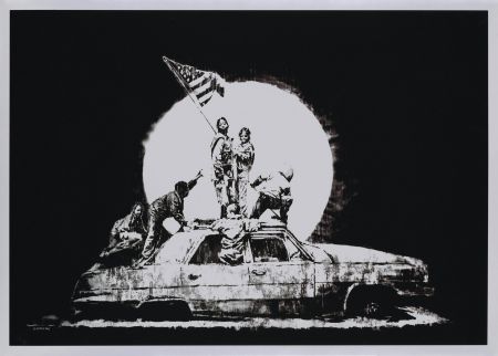 Siebdruck Banksy - FLAG (SILVER)