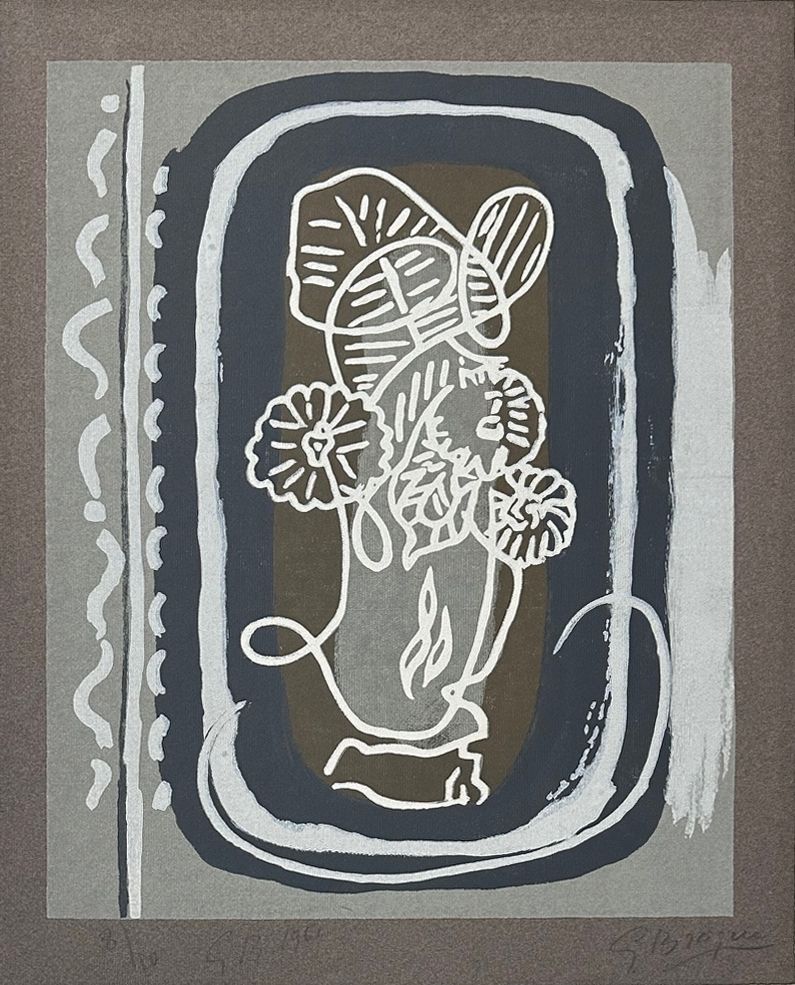 Holzschnitt Braque - Fleurs blanches