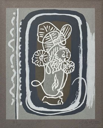 Holzschnitt Braque - Fleurs blanches