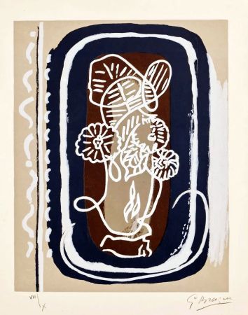 Holzschnitt Braque - Fleurs blanches