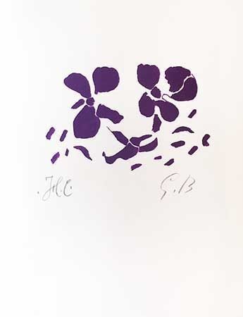 Holzschnitt Braque - Fleurs violettes