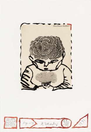 Radierung Alechinsky - Flore danoise 07 - L'enfant sourcier