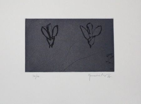 Radierung Und Aquatinta Hernandez Pijuan - Flors sobre gris / Flowers on Gray