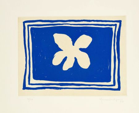 Aquatinta Hernandez Pijuan - Flower in blue frame (Flor blava)