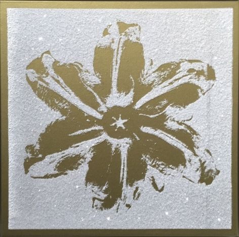 Siebdruck Robierb - Flower Power (Gold on White)