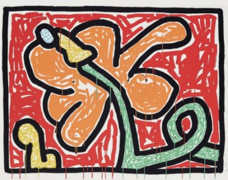 Siebdruck Haring - Flowers V
