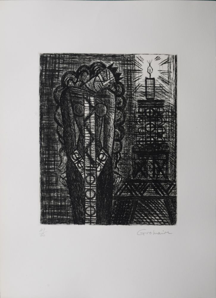 Lithographie Gromaire - Folie de la Reine, 1958