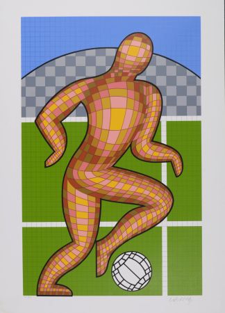 Siebdruck Vasarely - Foot (Soccer player), 1997 - Hand-signed !