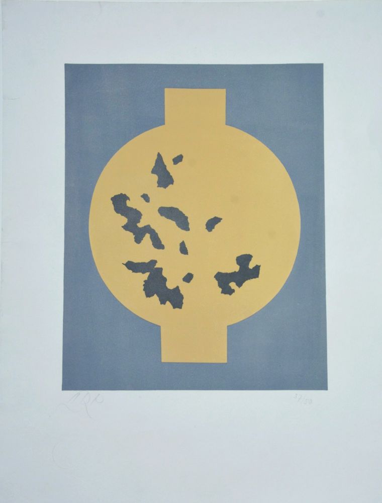 Lithographie Arp - Formes symétriques aux flocons du hasard 