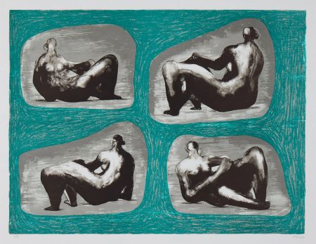 Lithographie Moore - Four Reclining Figures - Caves