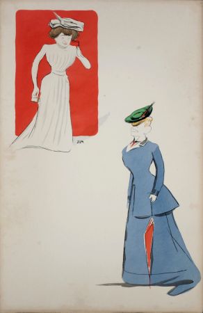Lithographie Goursat - Gaby Darcel et Marthe Helly, 1901