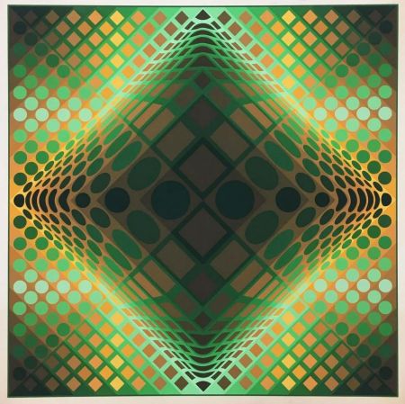 Siebdruck Vasarely - Gaia II (Green), c.