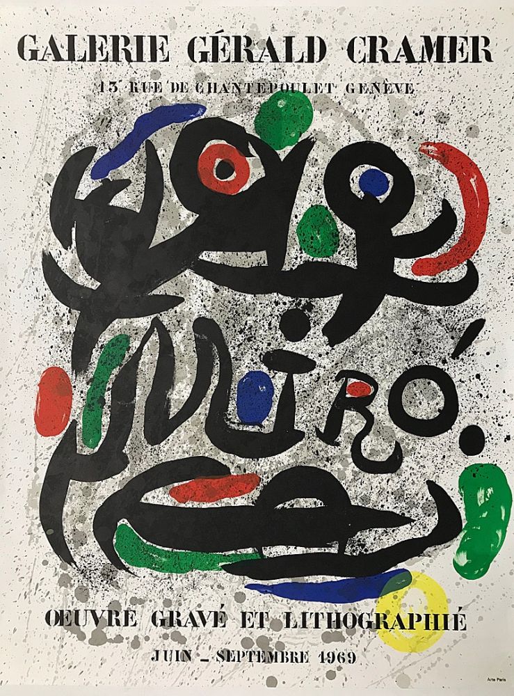 Lithographie Miró - Galerie Gérald Cramer - Oeuvre gravé et lithographié (1969)