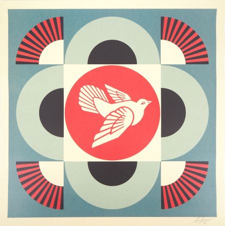 Siebdruck Fairey - Geometric Dove - Blue