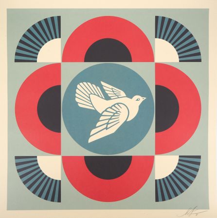 Siebdruck Fairey - Geometric Dove - Red