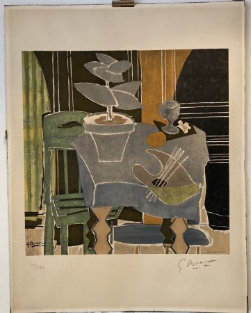 Lithographie Braque - Georges Braque (1882-1963) Nature morte à la palette, 1960. 