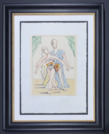 Lithographie De Chirico - Giorgio De Chirico (1888-1978) - I danzatori - Lithograph hand-colored by artist - 1970