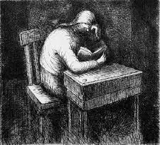 Radierung Und Aquatinta Moore - Girl Doing Her Homework V