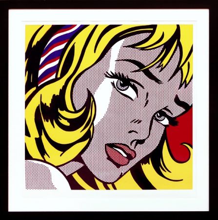 Siebdruck Lichtenstein - Girl with Hair Ribbon