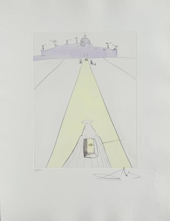 Radierung Dali - God, Time, Space, and the Pope