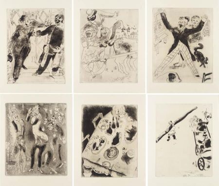 Illustriertes Buch Chagall - Gogol. LES ÂMES MORTES. Eaux-fortes originales de Marc Chagall. 1/50 avec suite sur Japon nacré (1948).