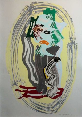 Lithographie Lichtenstein - Green Face, from Brushstroke Figures