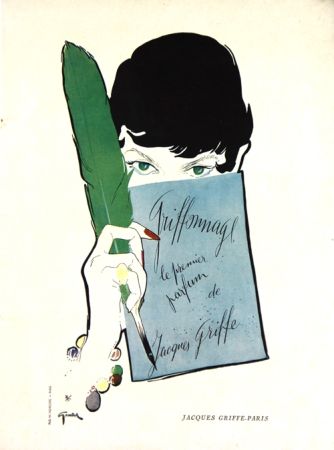 Lithographie Gruau - Griffonage  Parfum De Jacques  Griffe