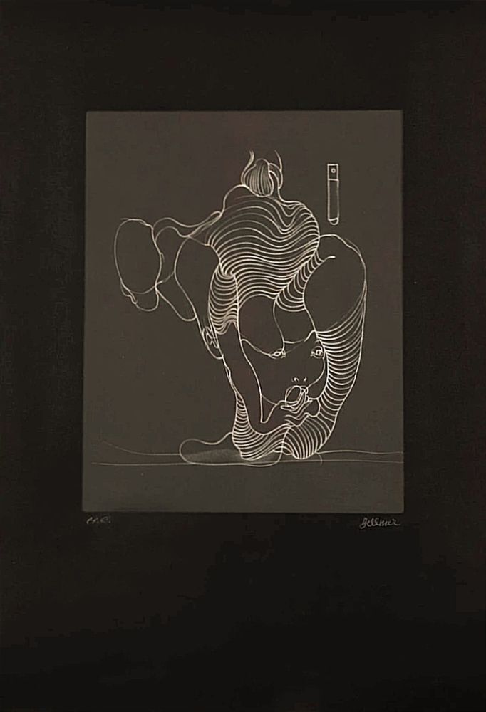 Radierung Bellmer - Hans BELLMER (1902-1975) - Woman swallowing a snake, 1972. Hand-signed etching