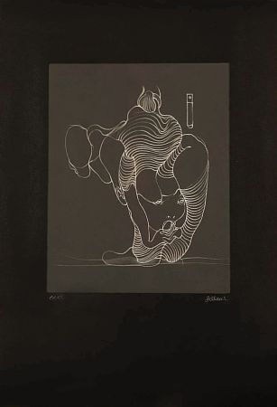 Radierung Bellmer - Hans BELLMER (1902-1975) - Woman swallowing a snake, 1972. Hand-signed etching