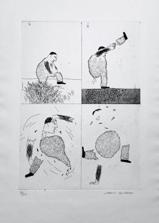 Radierung Hockney - He Tore Himself in Two