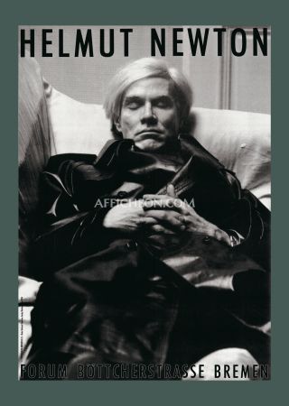 Lithographie Newton - Helmut Newton: 'Andy Warhol, Paris, 1974' 1983 Offset-lithtograph