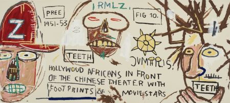 Siebdruck Basquiat - Hollywood Africans in front of the Chinese Theatre with Footprints of Movie Stars