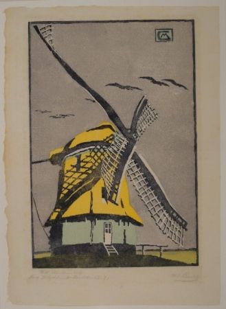 Holzschnitt Cunz - Holländische Windmühle