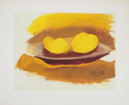 Lithographie Braque - Hommage à Cézanne, Les pommes, , c