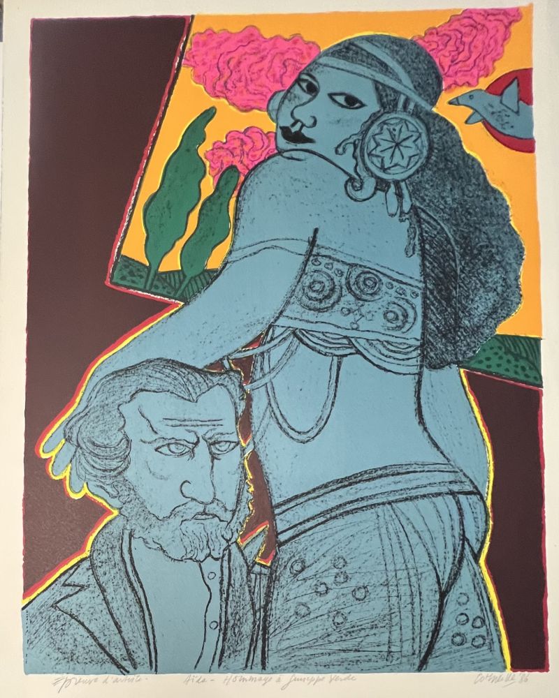 Lithographie Corneille - Hommage à Giuseppe Verdi,