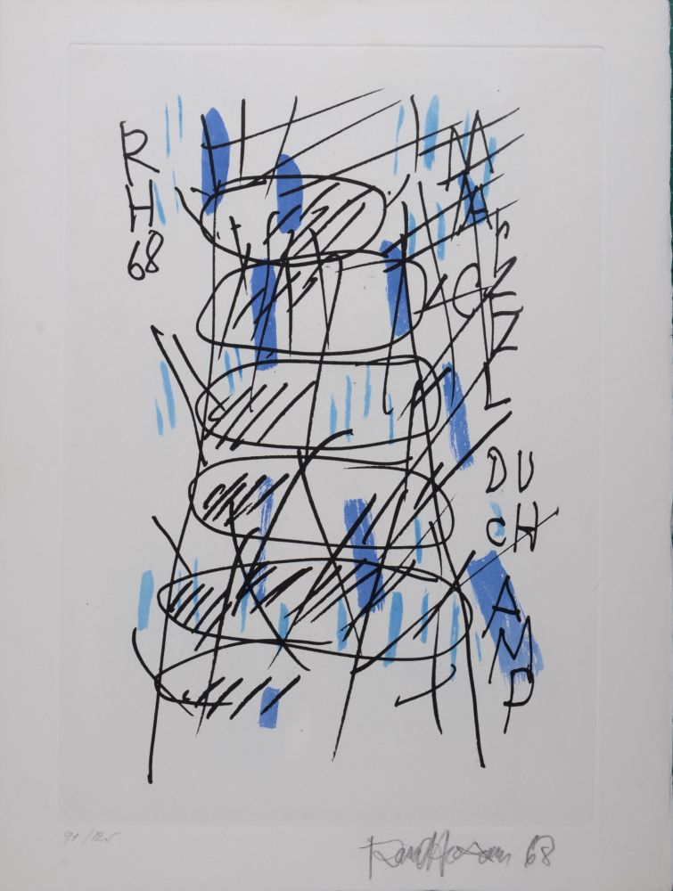 Stich Hausmann - Hommage à Marcel Duchamp, 1971 - Hand-signed