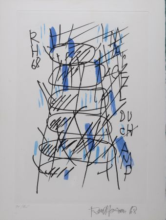 Stich Hausmann - Hommage à Marcel Duchamp, 1971 - Hand-signed