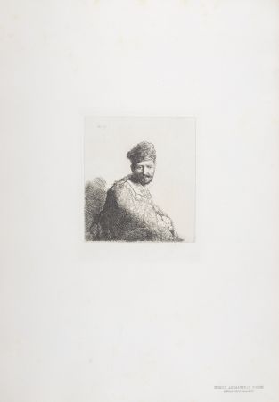 Heliogravüre Rembrandt - Homme au manteau brode
