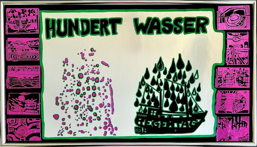 Siebdruck Hundertwasser - Hundertwasser a rainy day on the Regentag