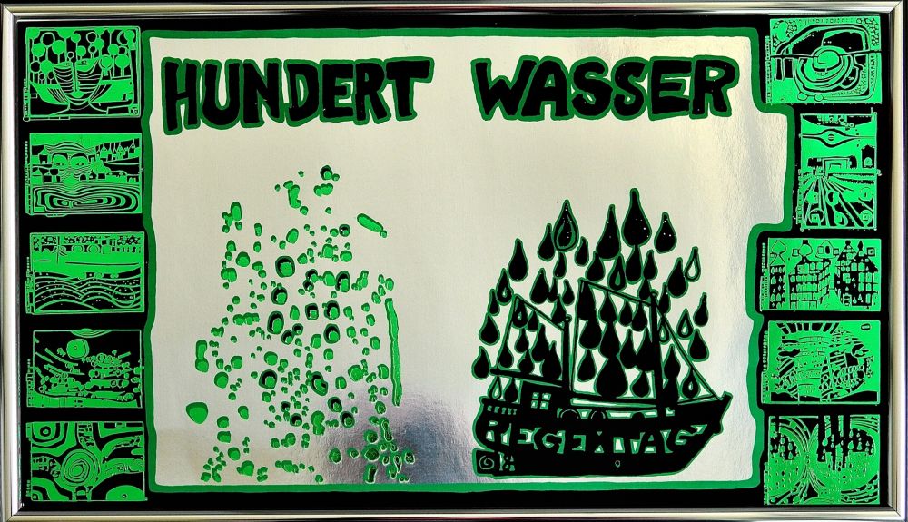 Siebdruck Hundertwasser - Hundertwasser a rainy day on the Regentag