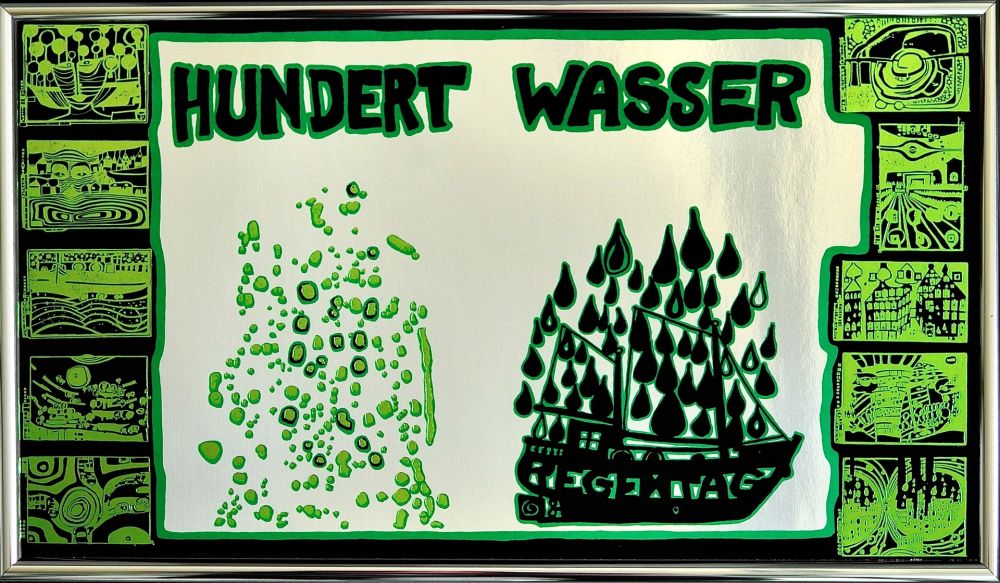 Siebdruck Hundertwasser - Hundertwasser a rainy day on the Regentag