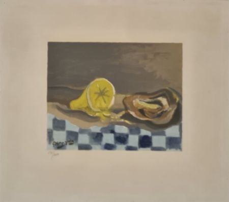 Lithographie Braque - Huître et citron 
